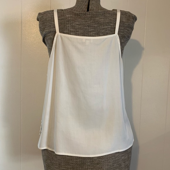 Cremieux Top White Tank Top Size Large NWOT with Button Detail Super Cute! - Picture 6 of 11